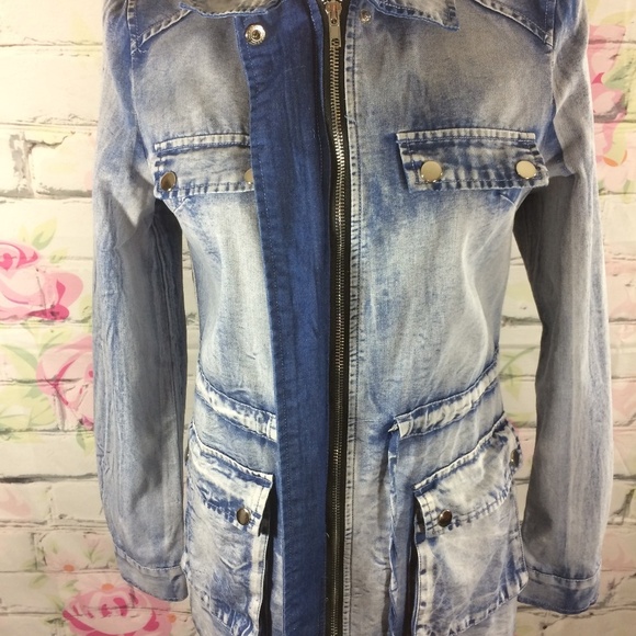 Shasa Acid Wash Denim Jacket Size Medium Lagenlook - Picture 3 of 8